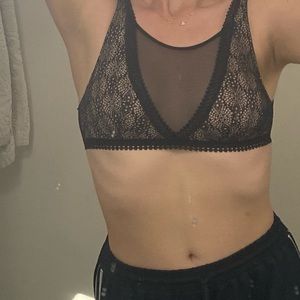 VS High-Neck Mesh & Lace Bralette